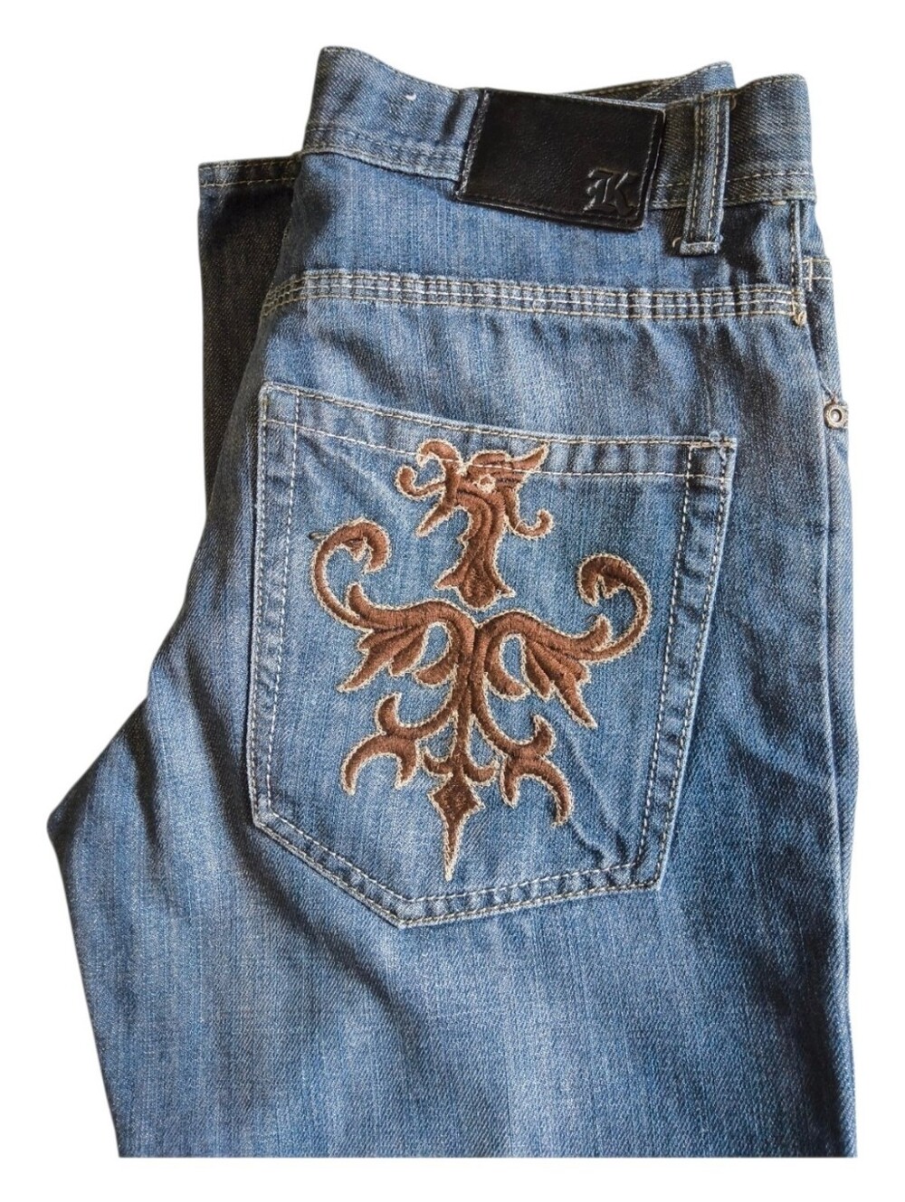 Vtg Y2K Kosiuko Embroidered Bootcut Jeans Argentina Tag 33 Fits US 12 Waist 32